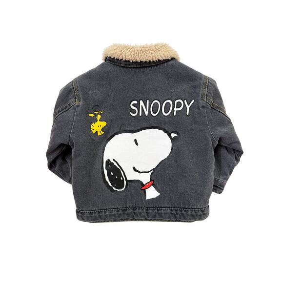 Zara Snoopy Peanuts Sherpa Lined Denim Jacket 9-12 months - Picture 3 of 3